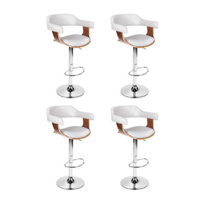 Hampton Park white PU leather gas lift bar stools set of four with armrests
