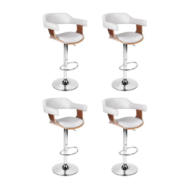 Sorrento white faux leather swivel bar stool with gas lift in a modern kitchen