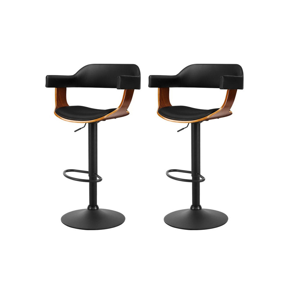 Artiss gas lift PU leather bar stools with armrests pair for kitchen counter — Allure Home Collections