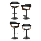 Set of 4 Artiss all black armrest bar stools at kitchen island — Allure Home Collections