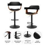 Side profile of Artiss all black bar stool showing armrests and gas lift — Allure Home Collections