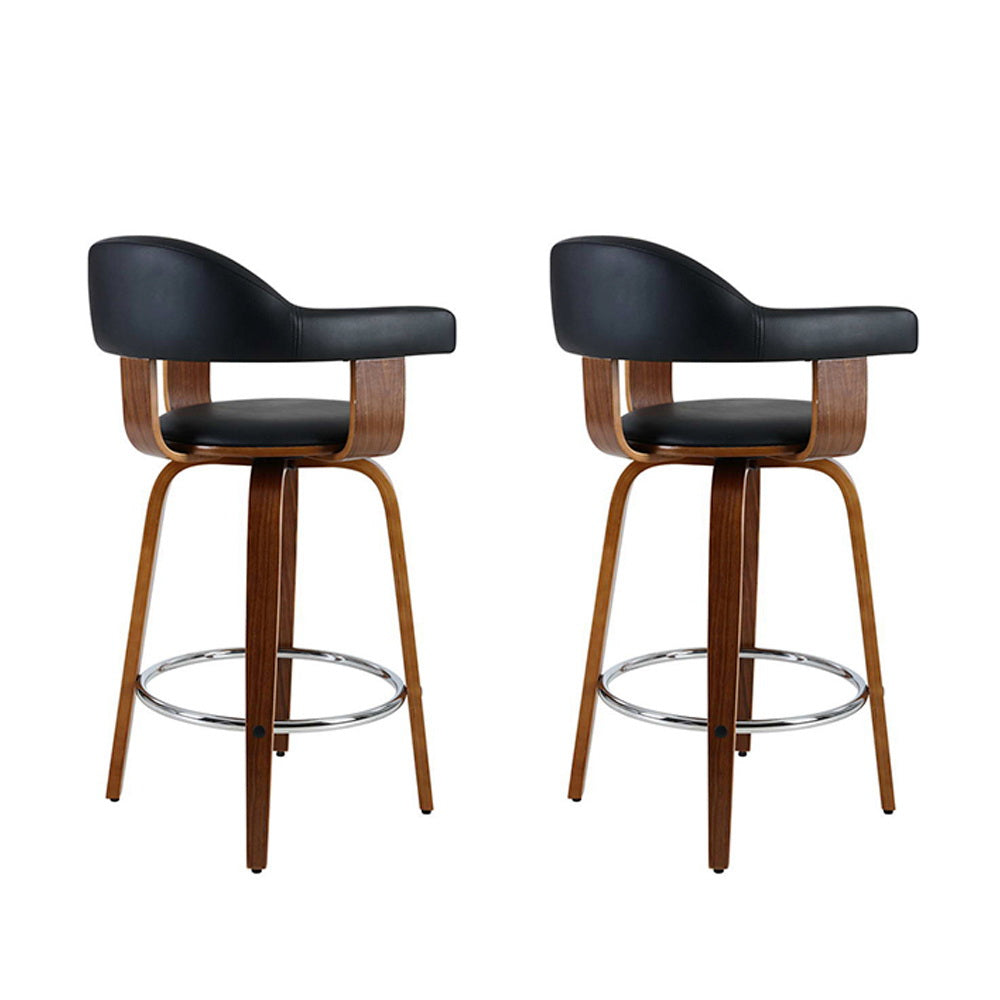 Two Artiss leather seat wooden leg bar stools at kitchen island — Allure Home Collections