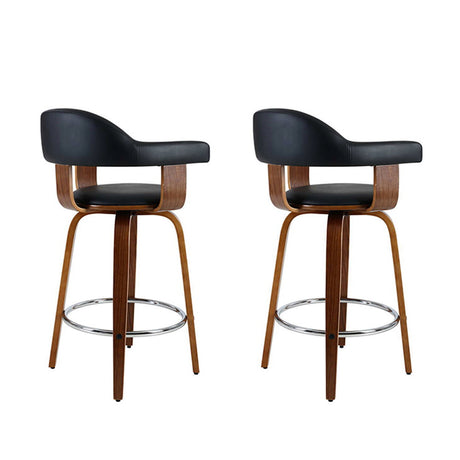 Two Artiss leather seat wooden leg bar stools at kitchen island — Allure Home Collections