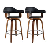 Glen Forbes Wooden Leg Bar Stool, Black 2pcs
