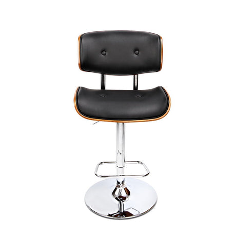 Artiss black leather gas lift bar stool at kitchen island — Allure Home Collections