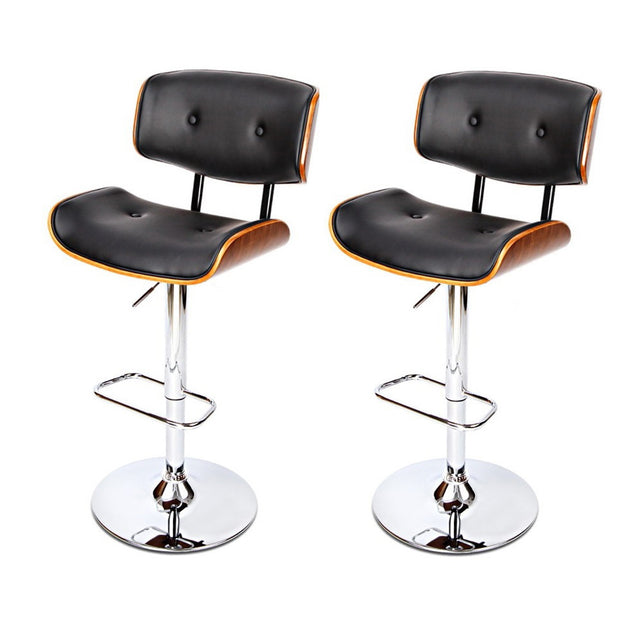Artiss adjustable gas lift swivel PU leather bar stool pair for modern kitchen — Allure Home Collections