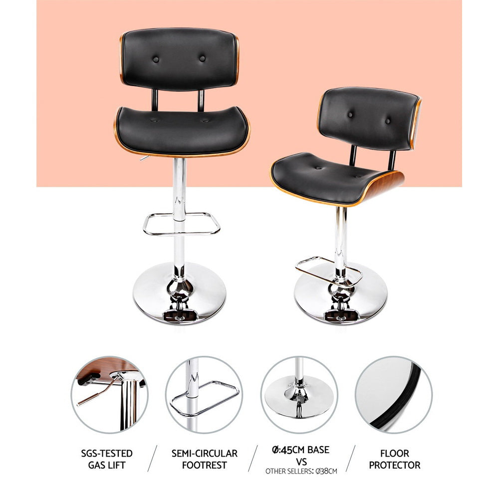 Arthurs Seat Gas Lift Bar Stool, Black 2pcs