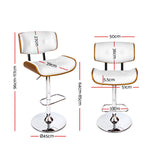 Artiss white bar stool chrome gas lift lever and wooden seat detail — Allure Home Collections