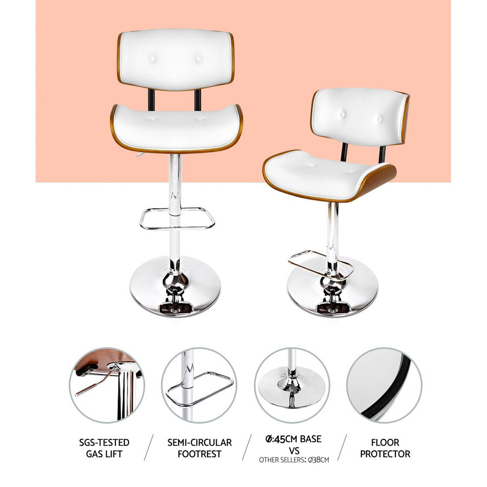 Artiss white leather bar stool padded seat close-up — Allure Home Collections