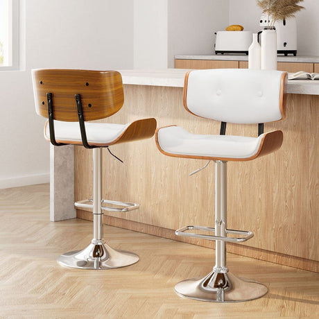 Cowes wooden gas lift bar stool white in a modern kitchen