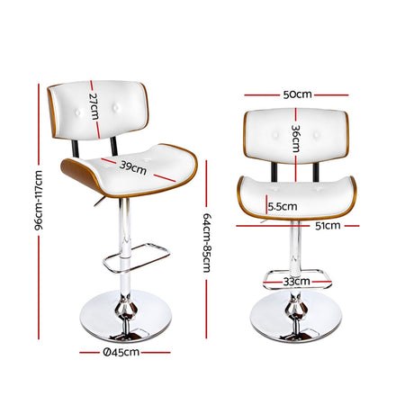 Cowes wooden gas lift bar stool white beside a kitchen island
