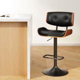 Artiss all black gas lift leather bar stool single — for kitchen and dining — Allure Home Collections