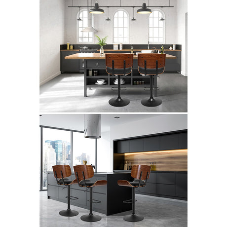 Artiss all black bar stool padded seat close-up — Allure Home Collections