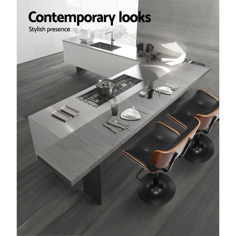 Artiss all black bar stool leather seat and gas lift detail — Allure Home Collections