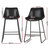 Camerons Bight black padded metal bar stool with stitched faux leather seat