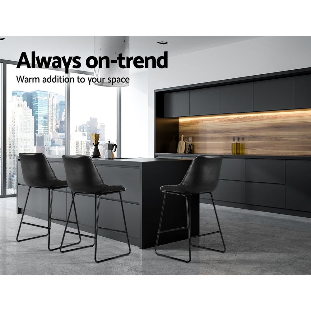 Mount Eliza Bar Stool, Black 2pcs