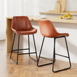 Camerons Bight brown padded metal bar stool with stitched faux leather seat