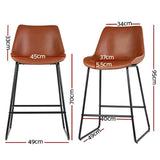 Camerons Bight brown padded metal bar stool with stitched faux leather seat
