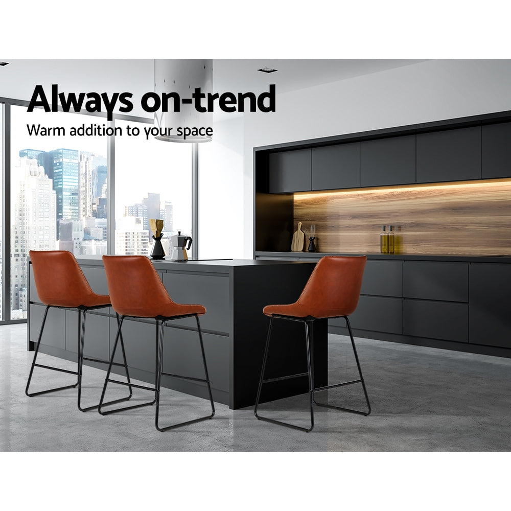 Side profile of Artiss Fenella bar stool showing metal frame — Allure Home Collections