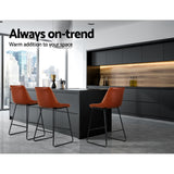 Side profile of Artiss Fenella bar stool showing metal frame — Allure Home Collections