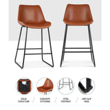Artiss Fenella bar stool brown leather seat close-up — Allure Home Collections