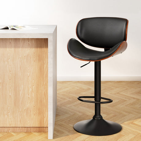 Artiss Joyce black vintage leather swivel gas lift bar stool — single — Allure Home Collections