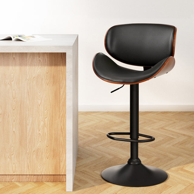 Artiss Joyce black vintage leather swivel gas lift bar stool — single — Allure Home Collections