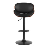 Carrum Downs black gas lift bar stool with padded leather seat at a kitchen counter