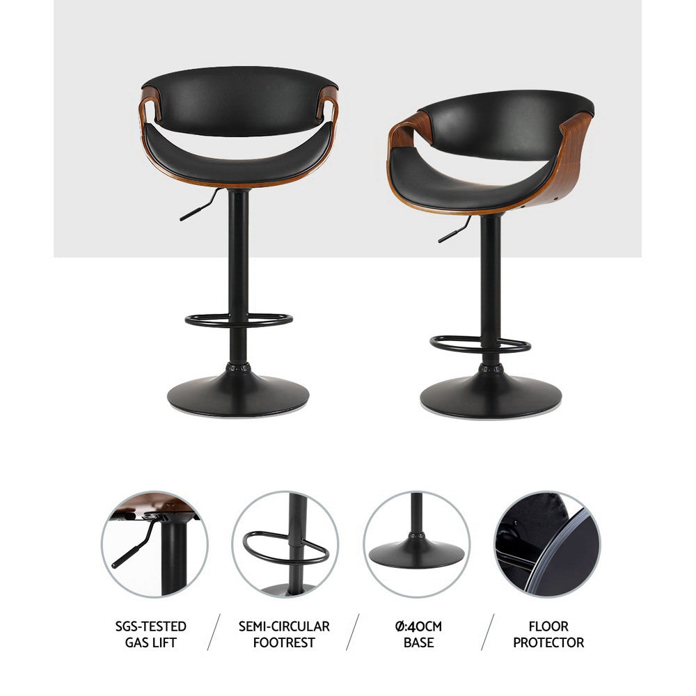 Side profile of Artiss Ambrus bar stool showing elegant curved frame — Allure Home Collections