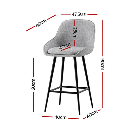 Beaumaris grey upholstered bar stool with winged backrest at a kitchen counter