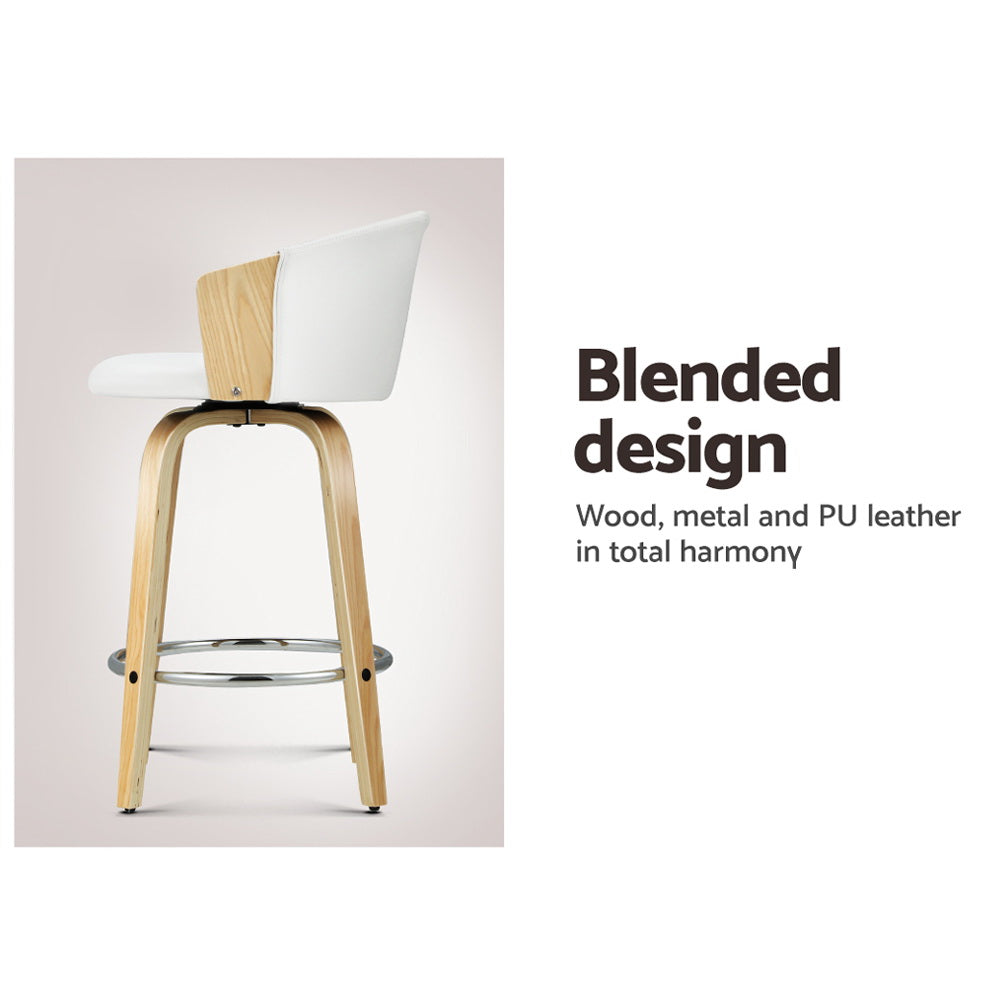 Two Artiss Ricardo leather swivel bar stools at kitchen island — Allure Home Collections