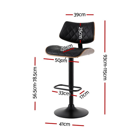 Artiss Quilla bar stool PU leather seat and bentwood back detail — Allure Home Collections