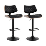 Artiss gas lift PU leather bar stools with bentwood shell pair — Allure Home Collections