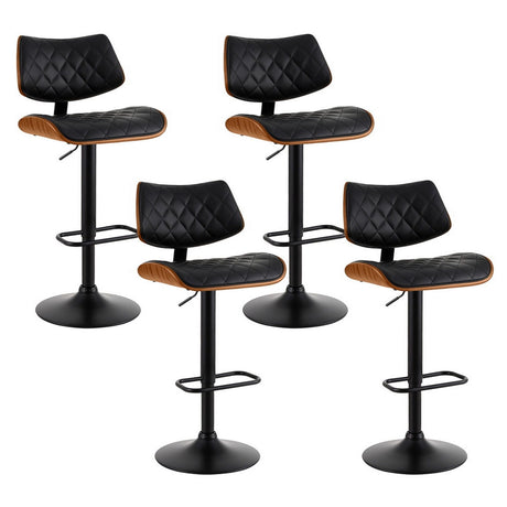 Bass black gas lift swivel bar stool with bentwood seat in a modern kitchen
