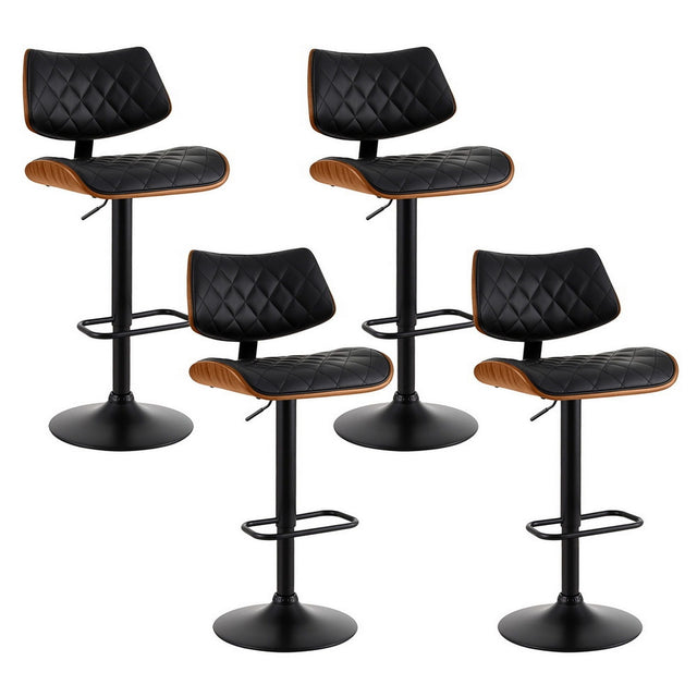 Bass black gas lift swivel bar stool with bentwood seat in a modern kitchen