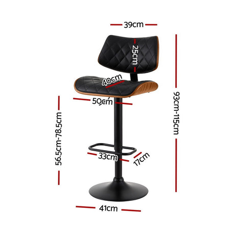 Bass black gas lift swivel bar stool with bentwood seat in a modern kitchen