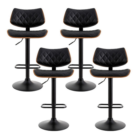 Bass black gas lift swivel bar stool with bentwood seat in a modern kitchen