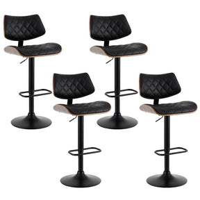 Mount Martha black PU leather gas lift bar stools set of four with bentwood shell backs