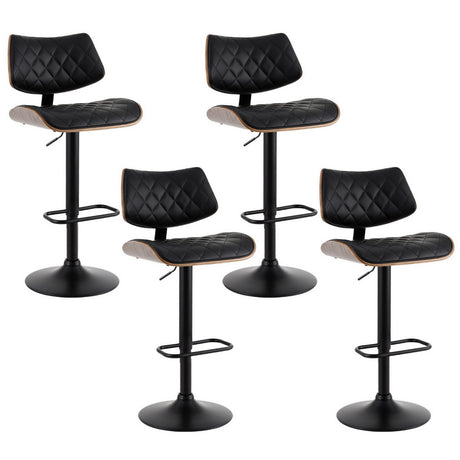 Artiss gas lift PU leather bar stools with bentwood frame set of 4 — Allure Home Collections