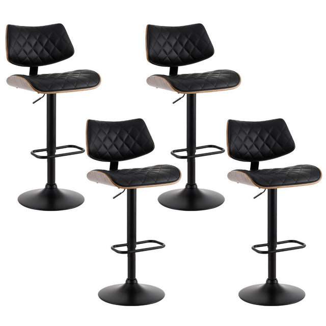 Artiss gas lift PU leather bar stools with bentwood frame set of 4 — Allure Home Collections