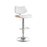 Artiss Quilla white gas lift bar stool with bentwood back and PU leather — Allure Home Collections