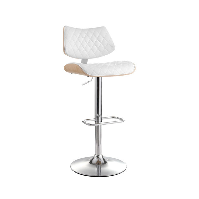 Artiss Quilla white gas lift bar stool with bentwood back and PU leather — Allure Home Collections