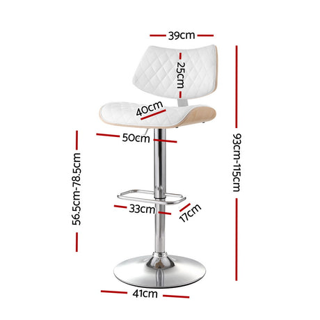 Artiss Quilla white bar stool PU leather seat and bentwood back detail — Allure Home Collections