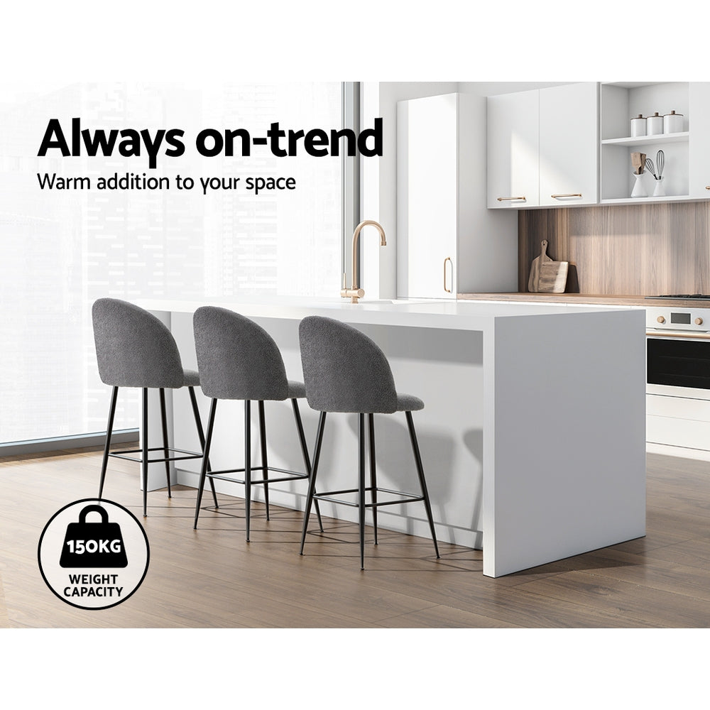 Artiss Fenille Sherpa Bar Stools - Set of 2
