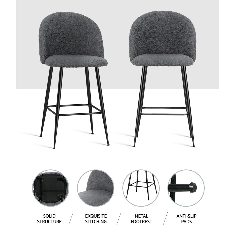 Artiss Fenille Sherpa Bar Stools - Set of 2