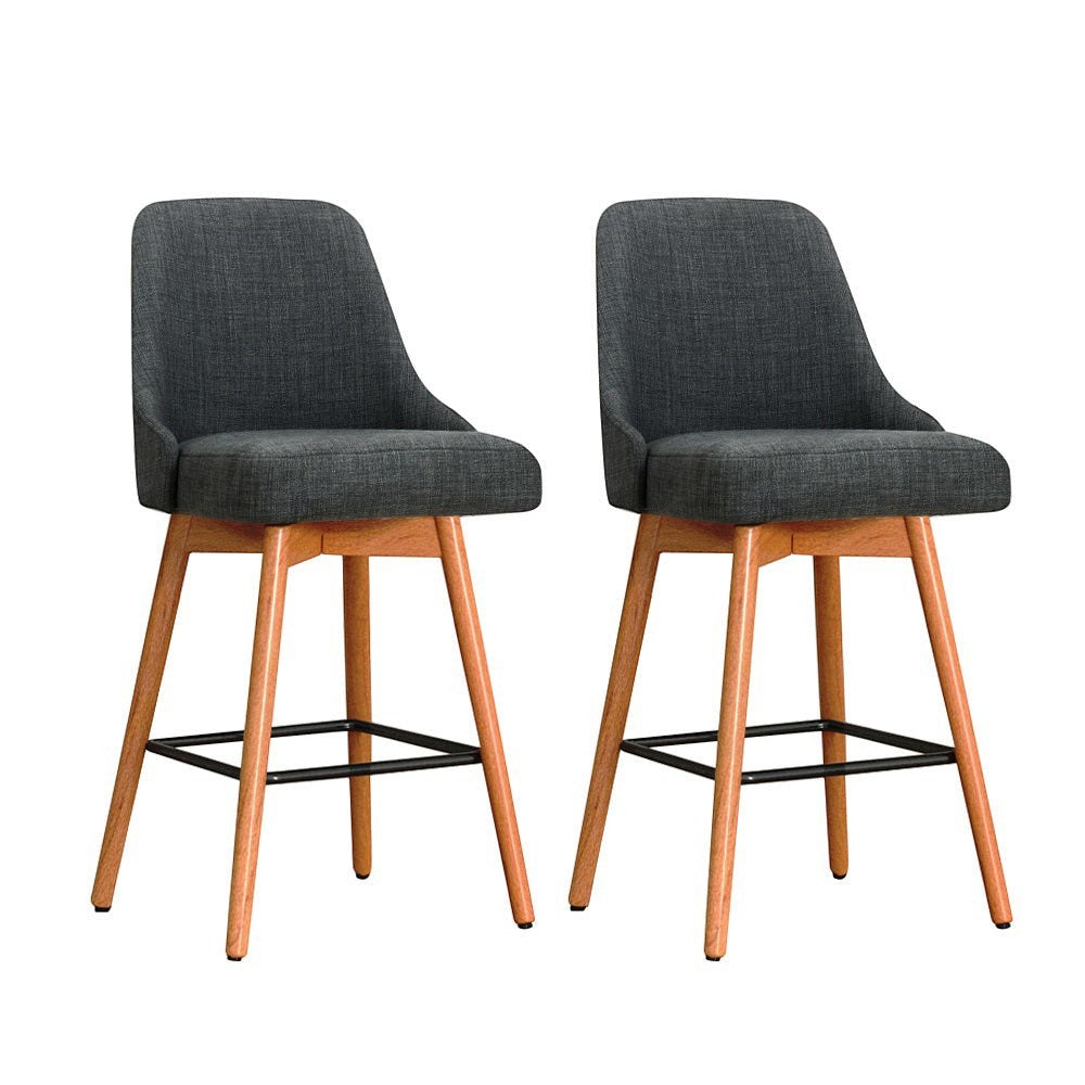 Tootgarook charcoal faux linen swivel bar stool in a modern kitchen