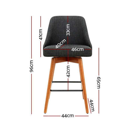 Tootgarook Swivel Bar Stool, Charcoal 2pcs