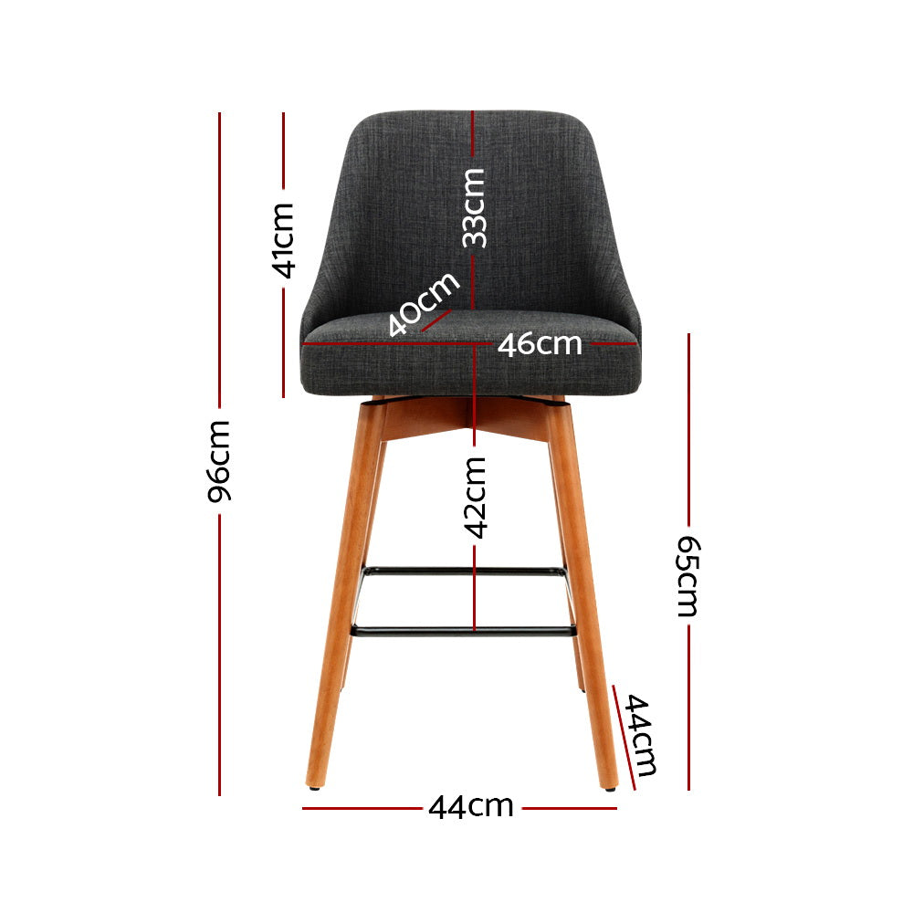 Boneo Swivel Bar Stool, Charcoal 2pcs