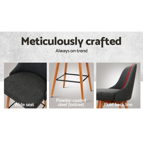 Side profile of Artiss bar stool showing wooden legs and mid-height backrest — Allure Home Collections
