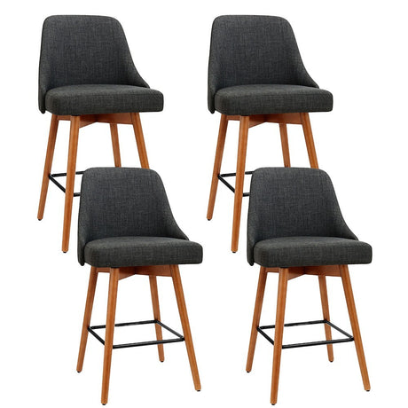 Tootgarook charcoal faux linen swivel bar stool in a modern kitchen